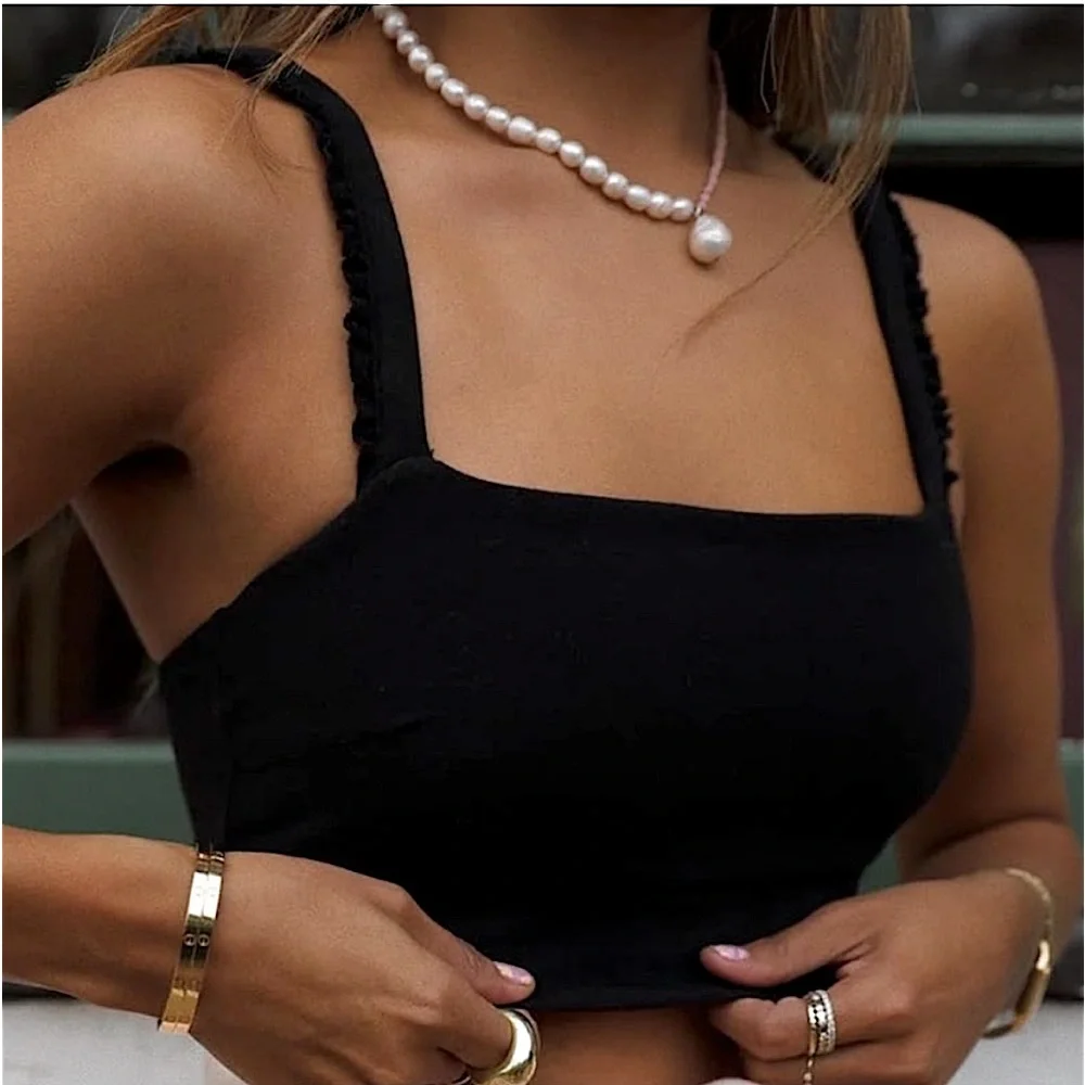 Bandier & Sincerely Jules✨. The Rue Ruffle Bra in Black - Picture 2 of 8